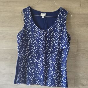 Collection Navy and White Patterned Blouse